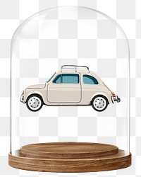 Classic car png glass dome sticker, vintage vehicle concept art, transparent background