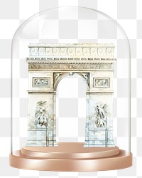 Arc de Triomphe png glass dome sticker, Paris travel landmark concept art, transparent background