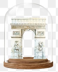 Arc de Triomphe png glass dome sticker, Paris travel landmark concept art, transparent background