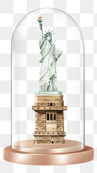 Statue of Liberty png glass dome sticker, New York landmark concept art, transparent background