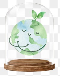 Green Earth png glass dome sticker, environment concept art, transparent background