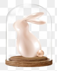 3D Easter bunny png glass dome sticker, animal concept art, transparent background