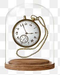 Pocket watch png glass dome sticker, punctuality concept art, transparent background