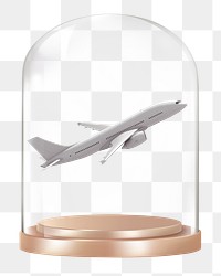 Flying airplane png glass dome sticker, vehicle concept art, transparent background