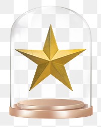 Gold star png glass dome sticker,  transparent background