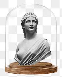 Nude Artemis statue png glass dome sticker, Greek mythology concept art, transparent background