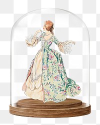 Victorian woman png glass dome sticker, vintage fashion concept art, transparent background