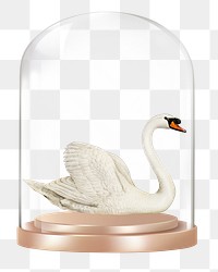 Swan png glass dome sticker, animal concept art, transparent background