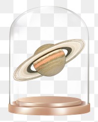 Saturn png glass dome sticker, space, galaxy concept art, transparent background