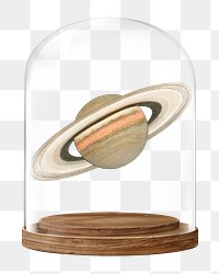 Saturn png glass dome sticker, space, galaxy concept art, transparent background