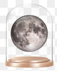 Moon planet png glass dome sticker, space, galaxy concept art, transparent background