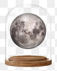 Moon planet png glass dome sticker, space, galaxy concept art, transparent background