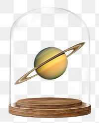 Saturn png glass dome sticker, space, galaxy concept art, transparent background