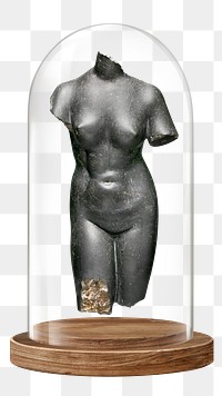 Nude woman statue png glass dome sticker, aesthetic sculpture concept art, transparent background