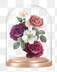 Wildflowers png glass dome sticker, botanical concept art, transparent background