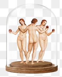 Three Graces png nude women in glass dome, famous painting remixed by rawpixel, transparent background