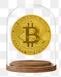 Bitcoin cryptocurrency png glass dome sticker, finance concept art, transparent background