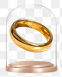 Wedding ring png glass dome sticker, marriage proposal concept art, transparent background