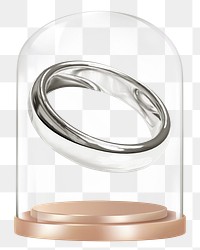 Wedding ring png glass dome sticker, marriage proposal concept art, transparent background