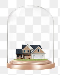 Modern house png glass dome sticker, real estate concept art, transparent background