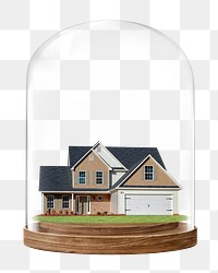 Modern house png glass dome sticker, real estate concept art, transparent background