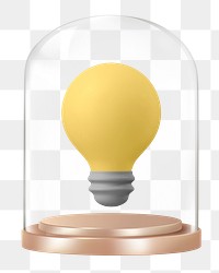 3D light bulb png glass dome sticker, ideas concept art, transparent background