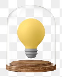 3D light bulb png glass dome sticker, ideas concept art, transparent background