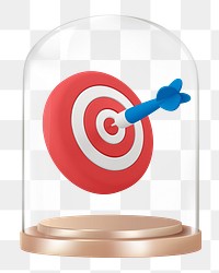 3D dartboard png glass dome sticker, target market concept art, transparent background