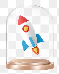 Space rocket png glass dome sticker, vehicle concept art, transparent background