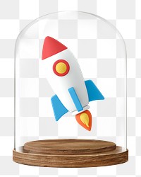 Space rocket png glass dome sticker, vehicle concept art, transparent background