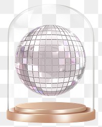 Silver disco png ball glass dome sticker, transparent background