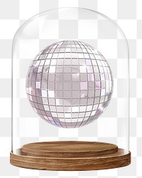 Silver disco png ball glass dome sticker, transparent background