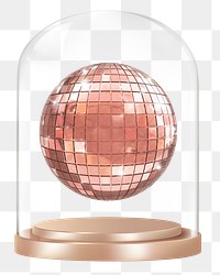 Pink disco png ball glass dome sticker, transparent background