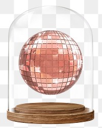 Pink disco png ball glass dome sticker, transparent background