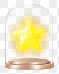 Glowing star png glass dome sticker,  transparent background