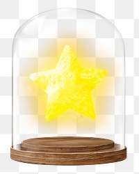 Glowing star png glass dome sticker,  transparent background