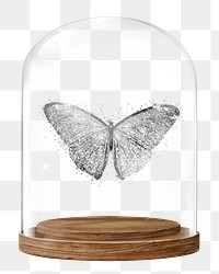 Glittery butterfly png glass dome sticker, insect concept art, transparent background