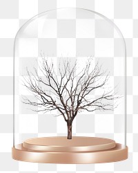 Leafless tree png glass dome sticker, Autumn concept art, transparent background