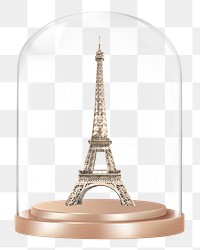 Eiffel Tower png glass dome sticker, Paris travel landmark concept art, transparent background