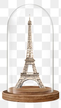 Eiffel Tower png glass dome sticker, Paris travel landmark concept art, transparent background