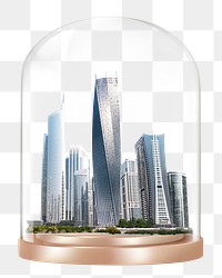 Office buildings png glass dome sticker, cityscape concept art, transparent background