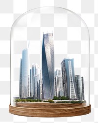 Office buildings png glass dome sticker, cityscape concept art, transparent background