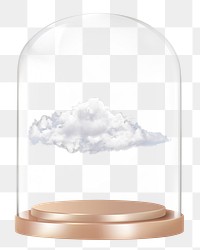 Cloud png glass dome sticker, weather concept art, transparent background