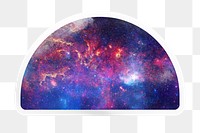 Purple galaxy png sky, printable semicircle sticker in transparent background