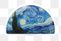 PNG Van Gogh's Starry Night painting, printable semicircle sticker in transparent background, remixed by rawpixel.