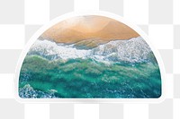 PNG island beach, summer collage element, semicircle sticker in transparent background