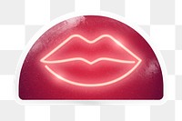 PNG sexy lips neon sign, semicircle digital sticker in transparent background