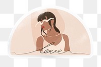 PNG love cursive handwriting, feminine woman beige sticker, semicircle in transparent background