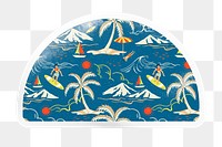 PNG summer vacation pattern, tropical island and sea sticker, semicircle in transparent background