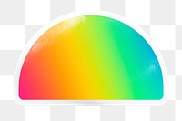 PNG neon gradient sticker, printable semicircle clipart with white outline, transparent background